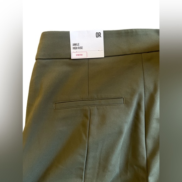Express NWT 0R Army Green Ankle High Rise Stretch Pants w/ Crease - Picture 3 of 4
